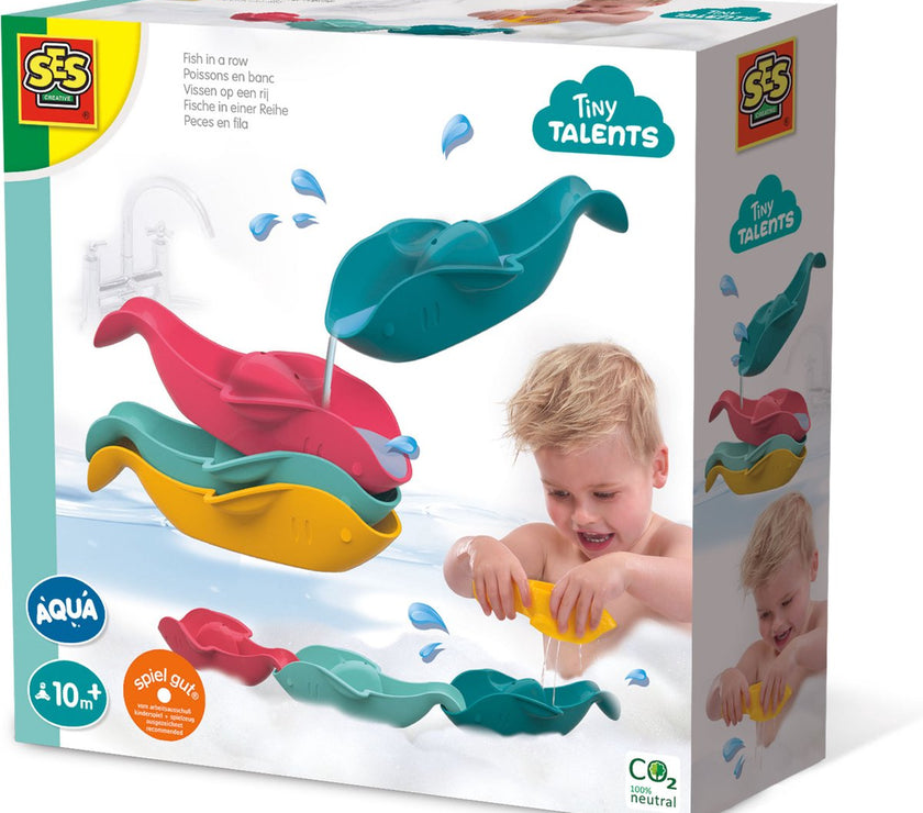 SES Creative- Tiny Talents - Montessori Badspeelgoed - Vissen op een rij - 4 stuks - Badspeeltje