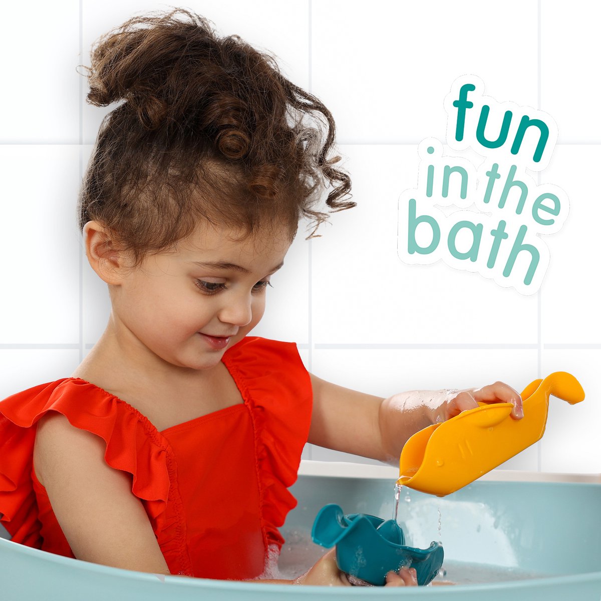 SES Creative- Tiny Talents - Montessori Badspeelgoed - Vissen op een rij - 4 stuks - Badspeeltje