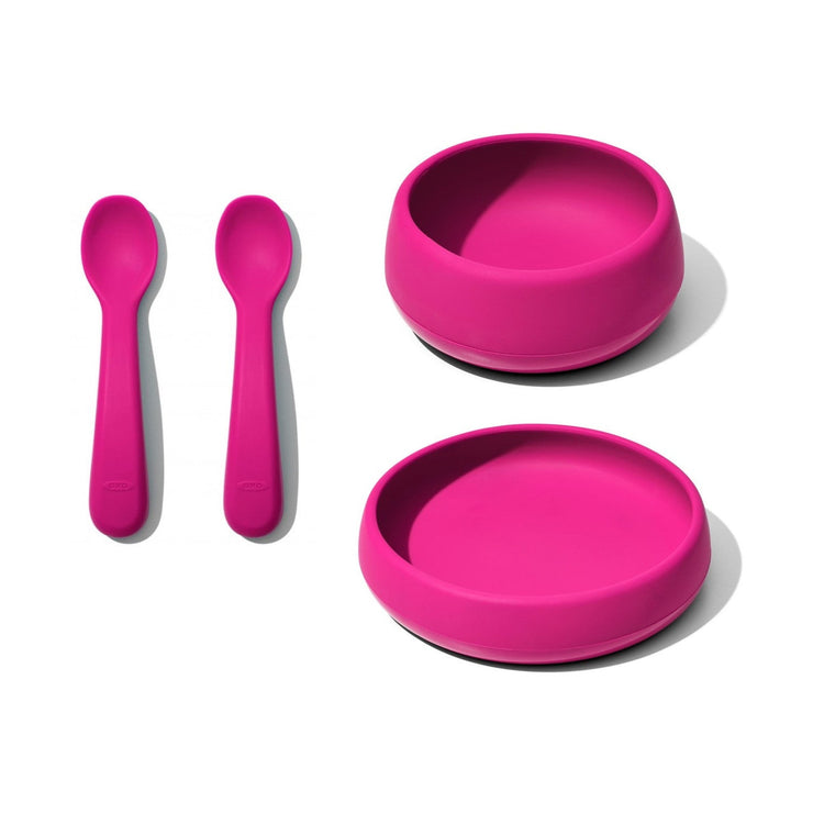 OXO Tot Silicone serviesset met bestek Roze
