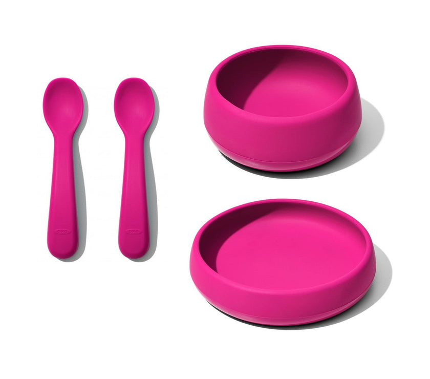 OXO Tot Silicone serviesset met bestek Roze