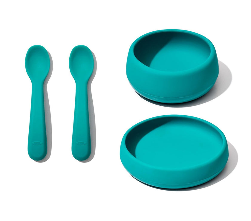 OXO Tot Silicone serviesset met bestek Teal