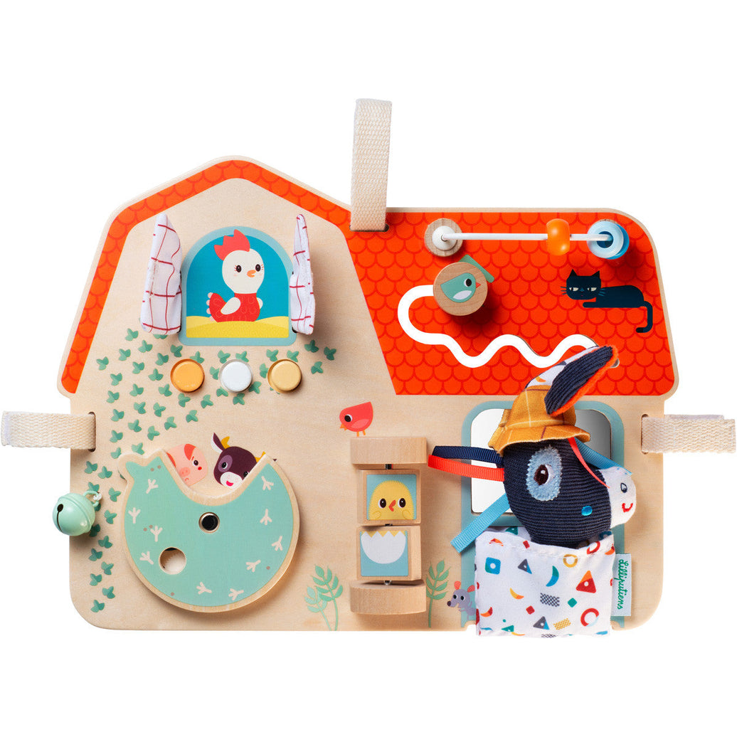 "Lilliputiens houten activiteitenpaneel De Boerderij met Ignace het ezeltje – educatief speelgoed vanaf 9 maanden"