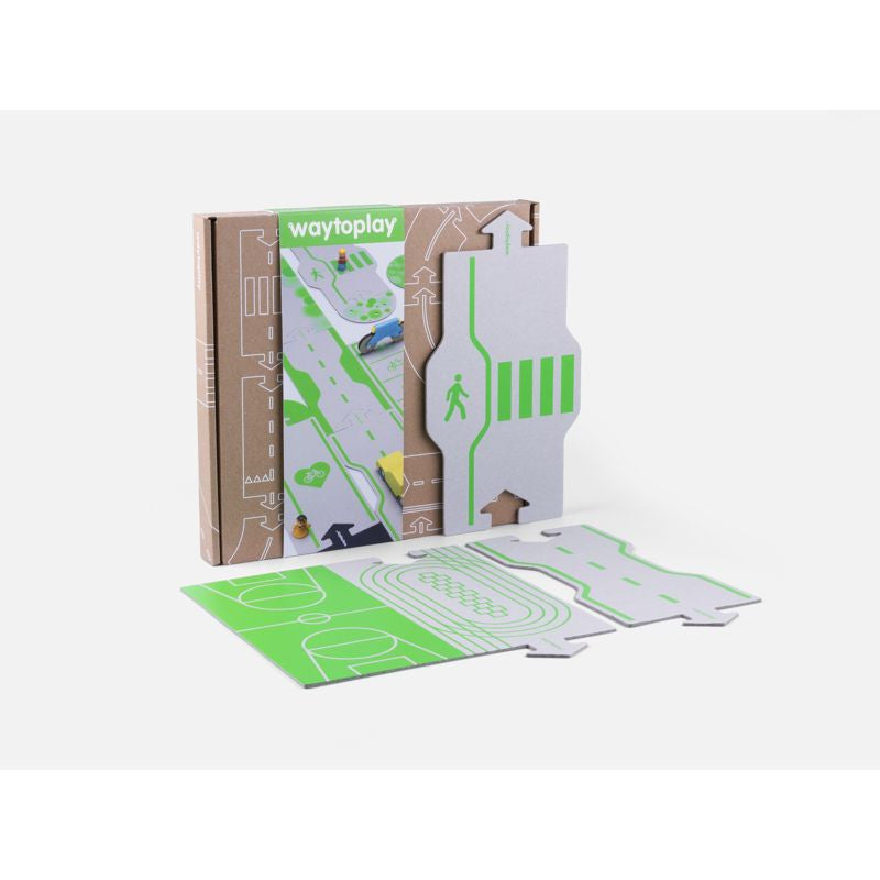 "Binnen spelen met kartonnen autobaan van WaytoPlay – creatief en milieuvriendelijk speelgoed"