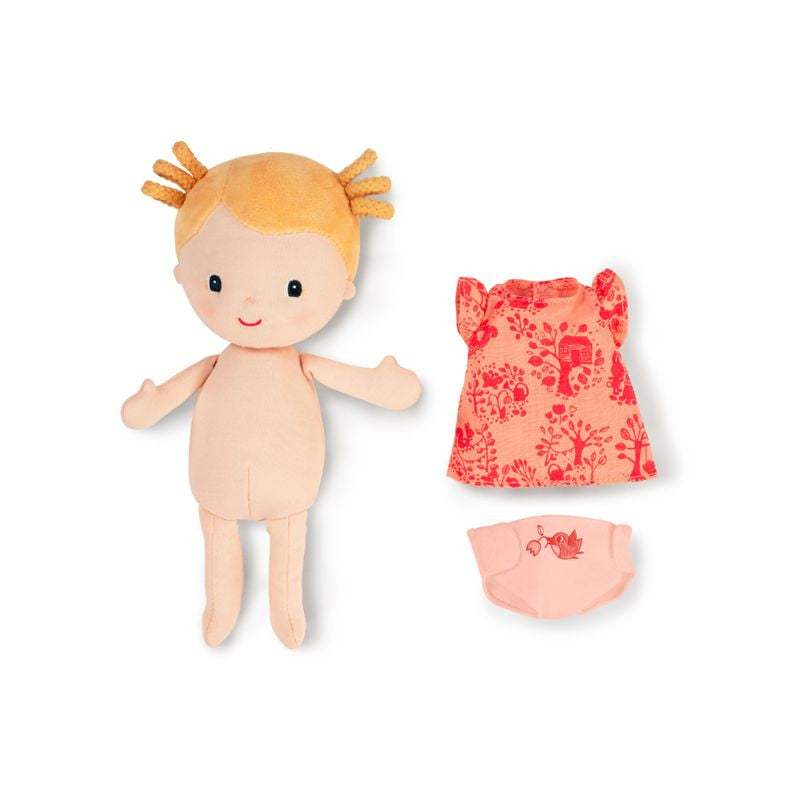 "Stoffen speelgoedpop – perfect cadeau voor peuter"