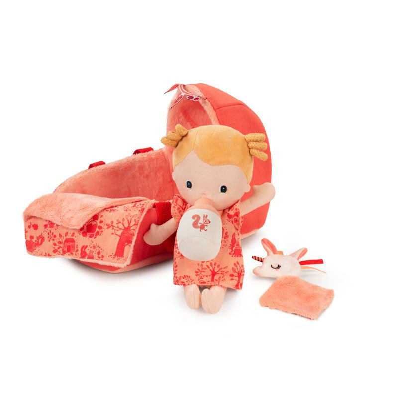 "Lilliputiens babypop Lena in stoffen wiegje met knuffeltje – speelgoed vanaf 1 jaar"