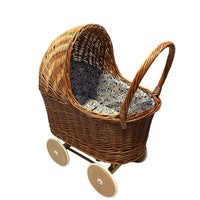 Hollie rieten poppenwagen met kap Floral Blush
