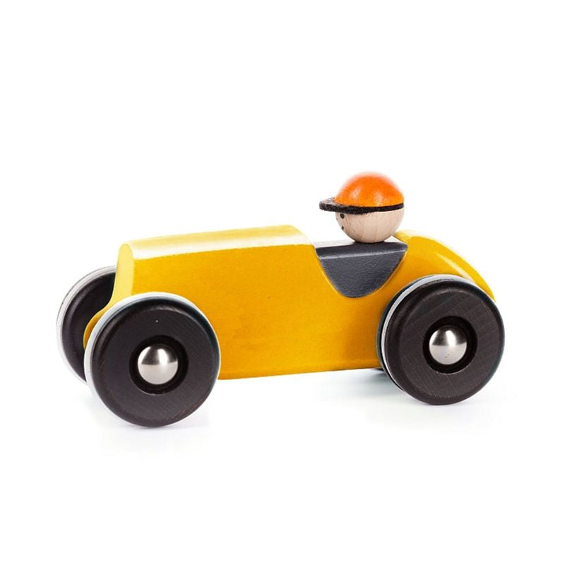 Gele Houten Speelgoed auto van Bajo