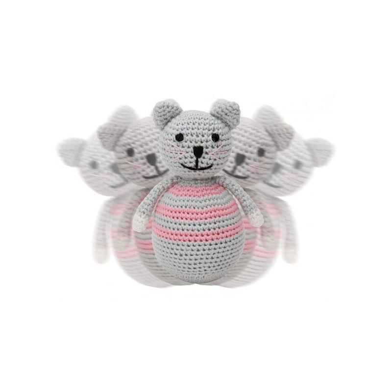 Gehaakte Tuimelaar Kat Roze/Grijs