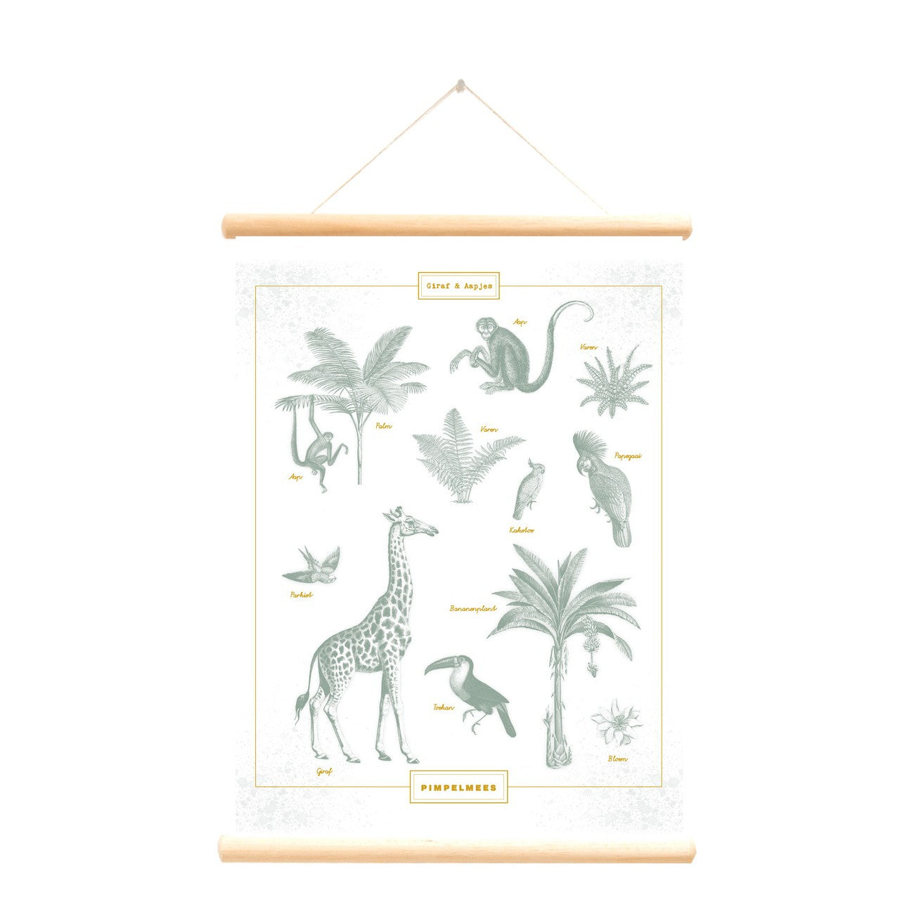 Schoolplaat Giraf en Aapjes by Pimpelmees
