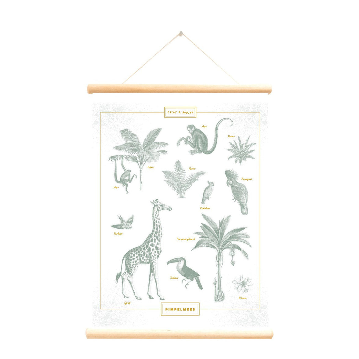 Schoolplaat Giraf en Aapjes by Pimpelmees