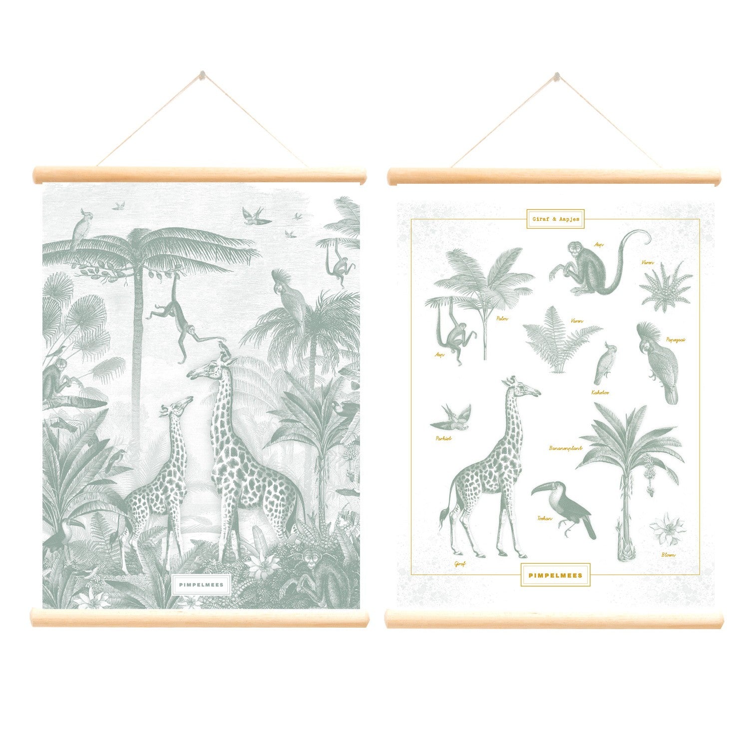 Schoolplaat Giraf en Aapjes by Pimpelmees