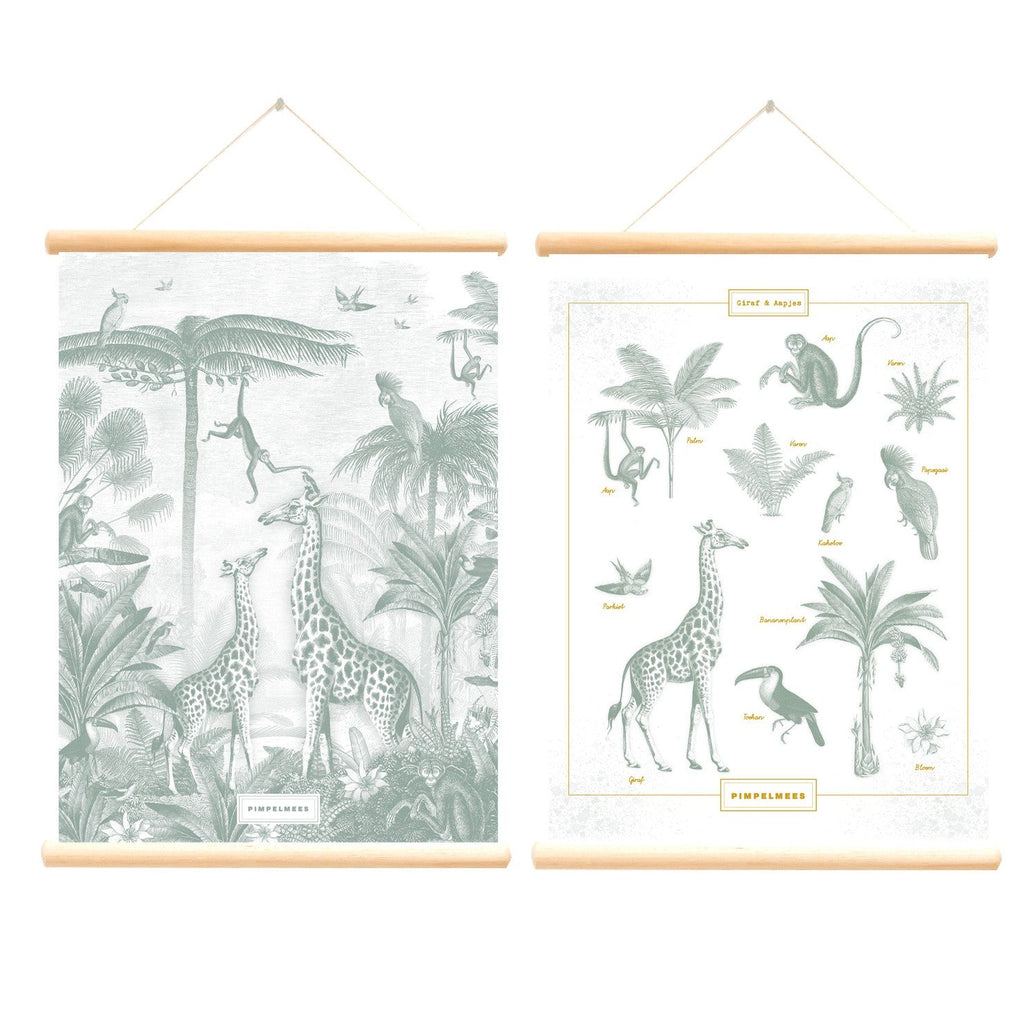 Schoolplaat Giraf en Aapjes by Pimpelmees