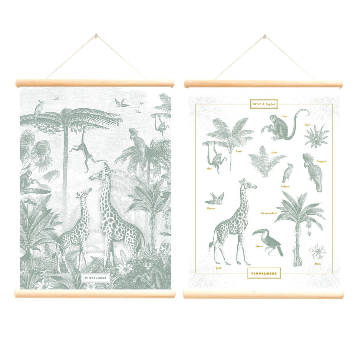 Schoolplaat Giraf en Aapjes by Pimpelmees