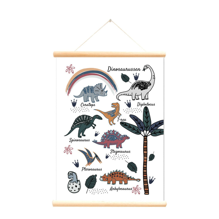 Schoolplaat Dinosaurussen Wit