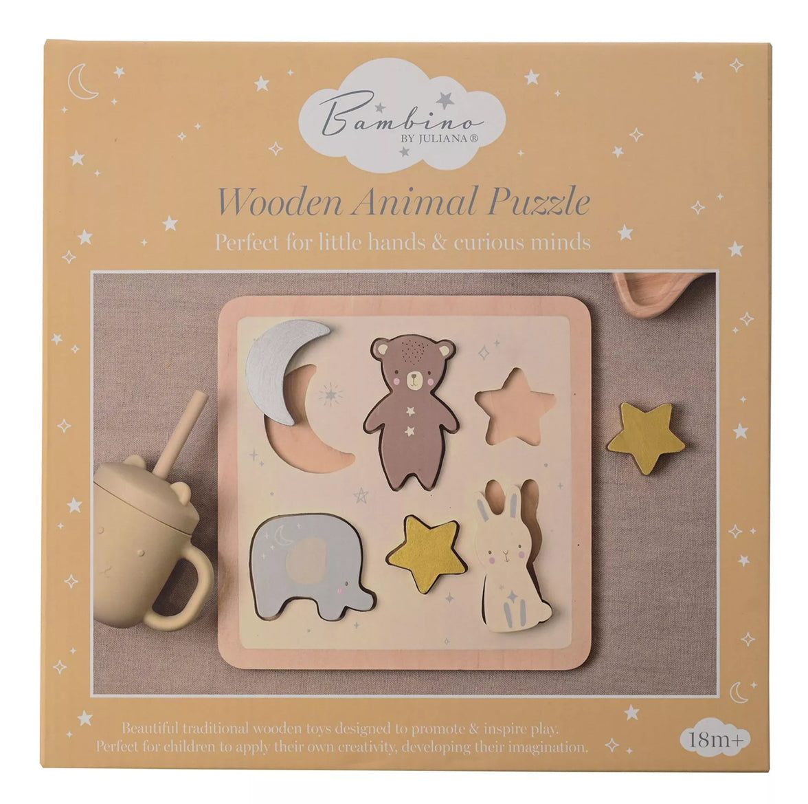 Gesloten doos met houten dierenpuzzel – ideaal als duurzaam speelgoedcadeau