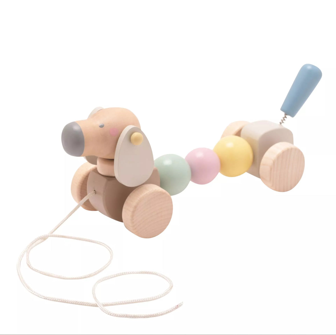 Peuterspeelgoed hond op wieltjes met trekkoord – ideaal voor de eerste stapjes