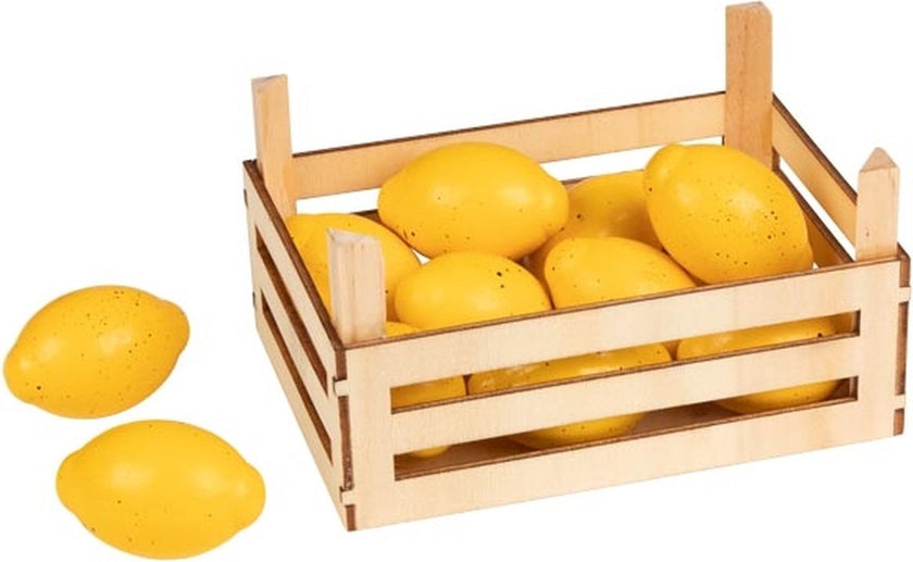 "Houten speelgoed citroenen in fruitmand – duurzame speelset van GOKI"