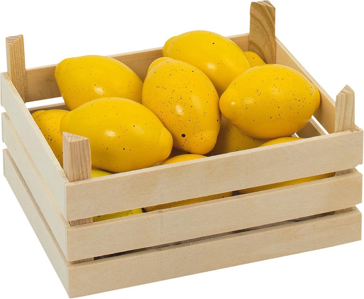 "Fruitmand met 10 houten citroenen – kindvriendelijk rollenspel speelgoed"
