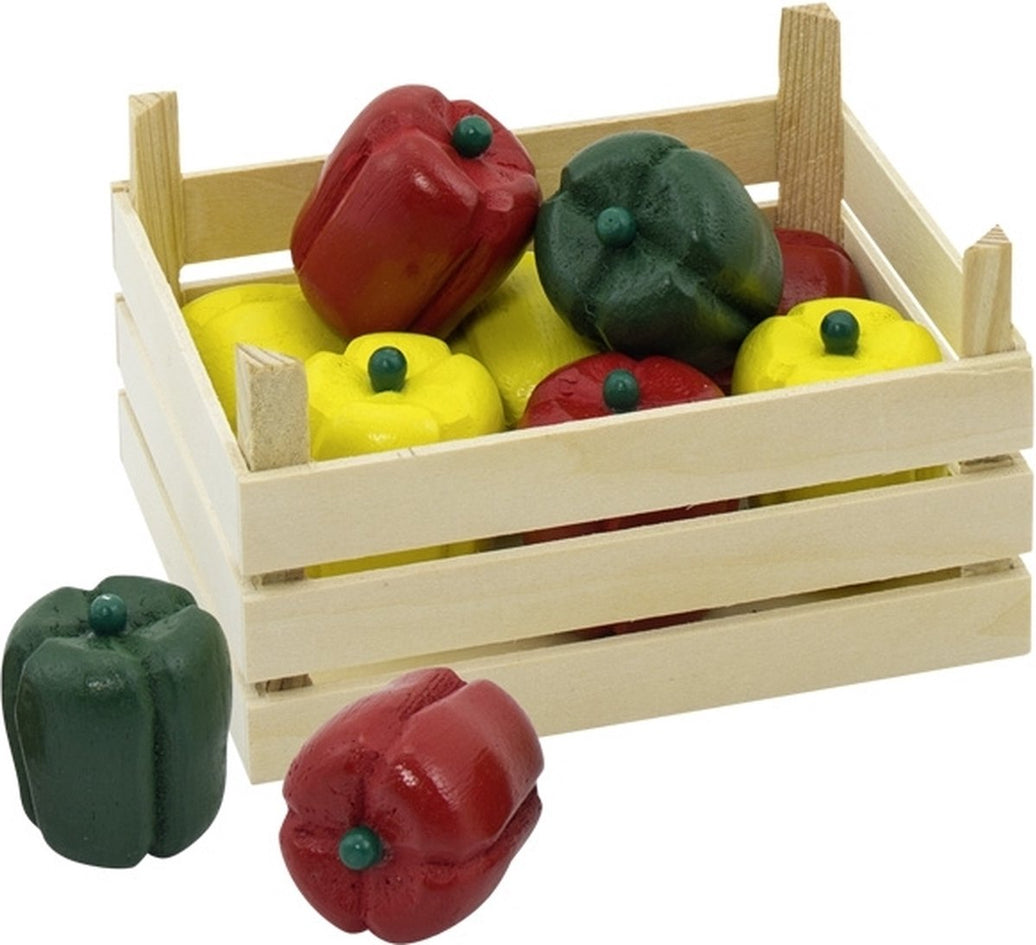 "Duurzame houten paprika’s – educatief speelgoed bij Het Hippe Schaap"